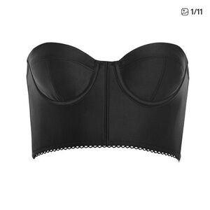 House of CB Katia Black Satin Cropped Bustier NWT (M)